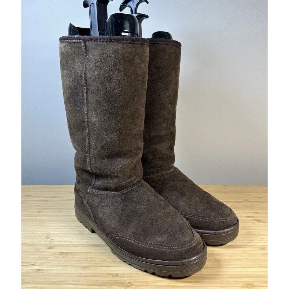 Vtg UGG Australia Ultra Tall Boots Chocolate Size 9 Sheepskin New Zealand Winter
